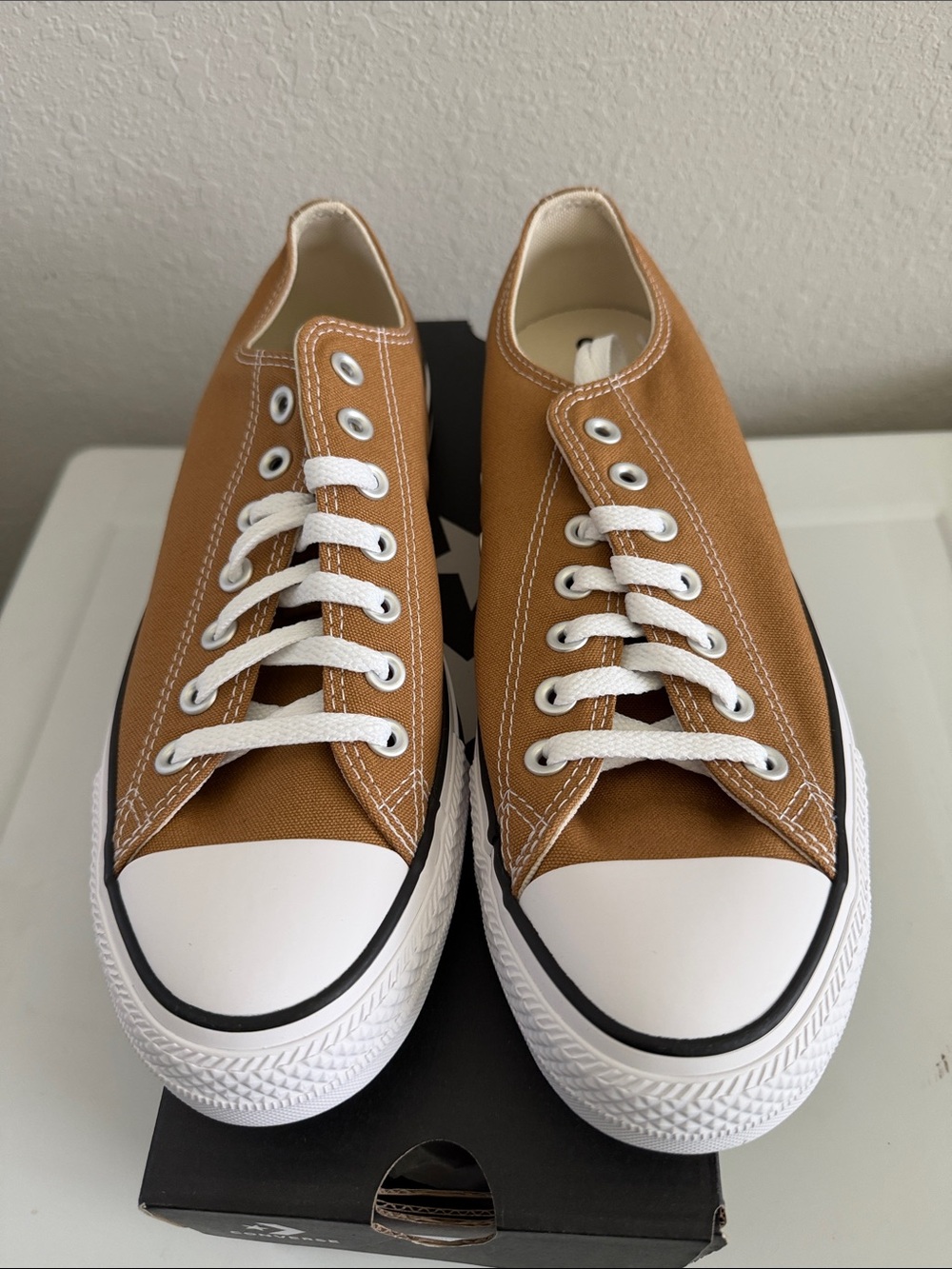Converse Low-Top Sneakers in Tan with White Accents